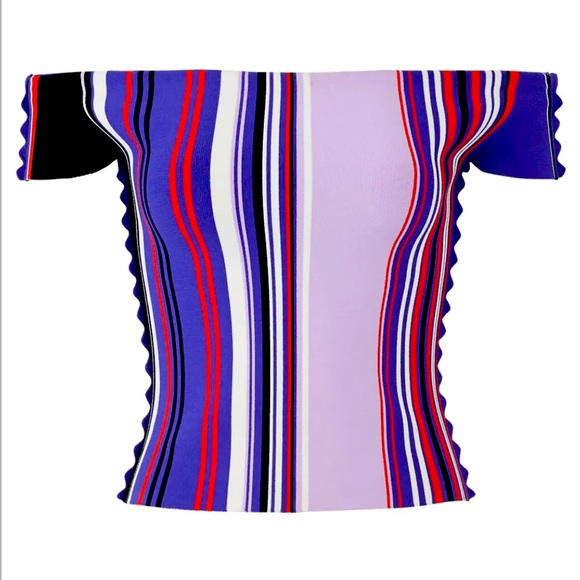 EUC Stripe Off The Shoulder Top - Picture 2 of 6